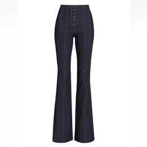 Cinq à Sept Carolina Seamed Flared Denim Jeans High Rise Sailor Indigo 10 $325